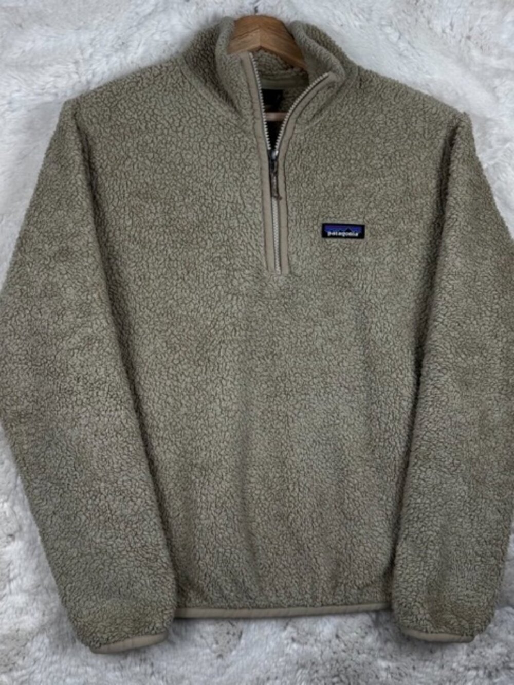 Patagonia Los Gatos Womens Size Small 1/4 Zip Fleece Jacket Beige Fluffy 25236 - Picture 2 of 9